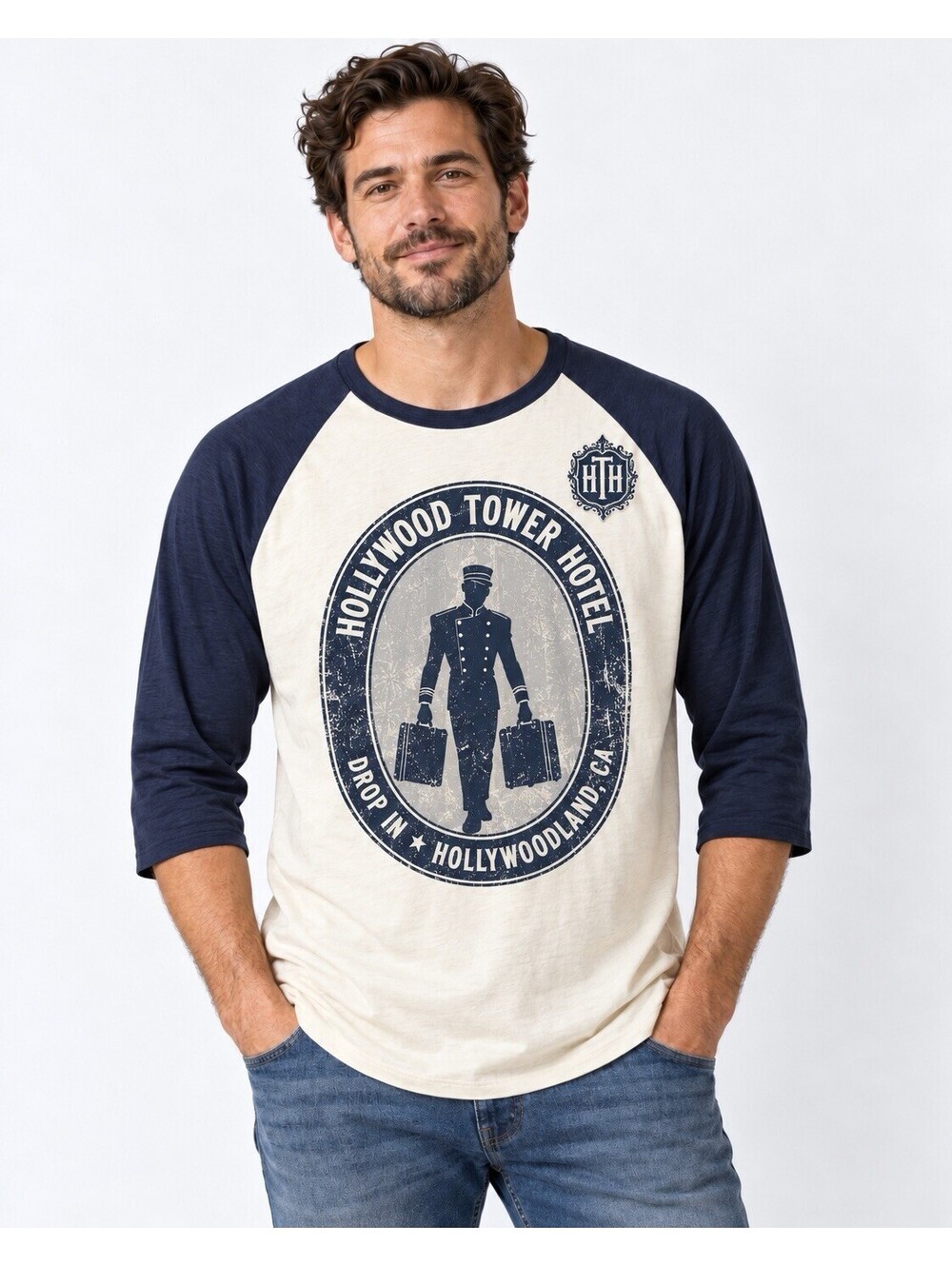 Disney Parks Hollywood Tower Hotel Shirt XL Tower of Terror Raglan Drop In DCA